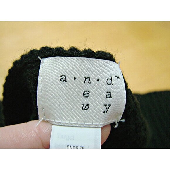 A New Day Scarf Black Ribbed Knit Long 78" Length Gray Pearl Accent Soft Acrylic - Picture 5 of 11